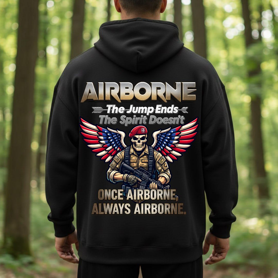 Airborne Veteran T-Shirt – Once Airborne Always Airborne – Military Paratrooper Pride Tee
