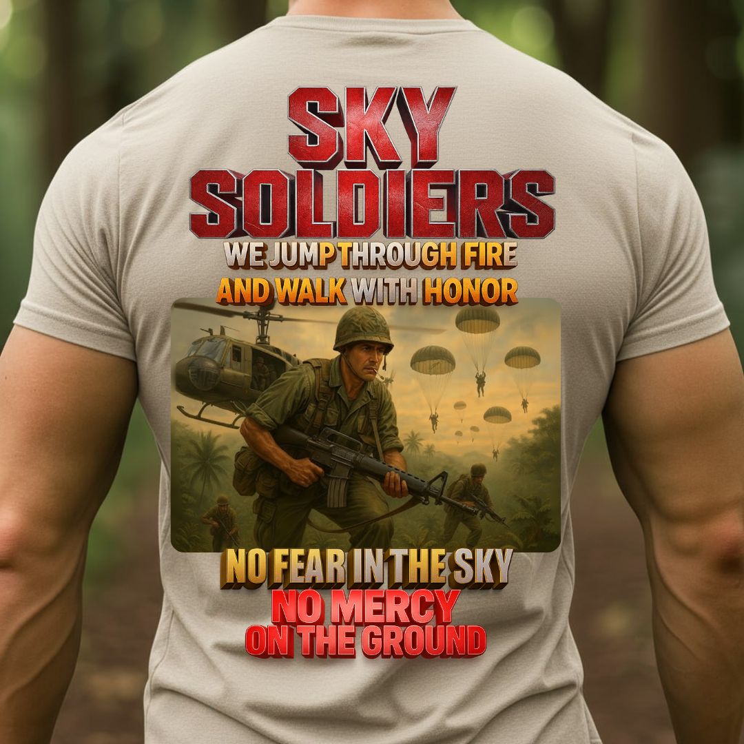 Sky Soldiers Graphic T-Shirt – Jump Through Fire, Walk with Honor