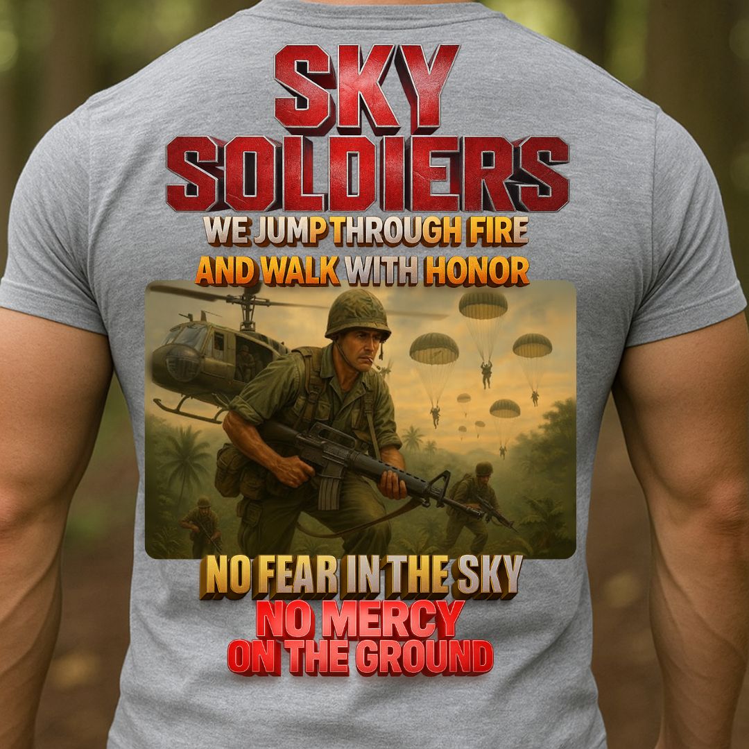Sky Soldiers Graphic T-Shirt – Jump Through Fire, Walk with Honor