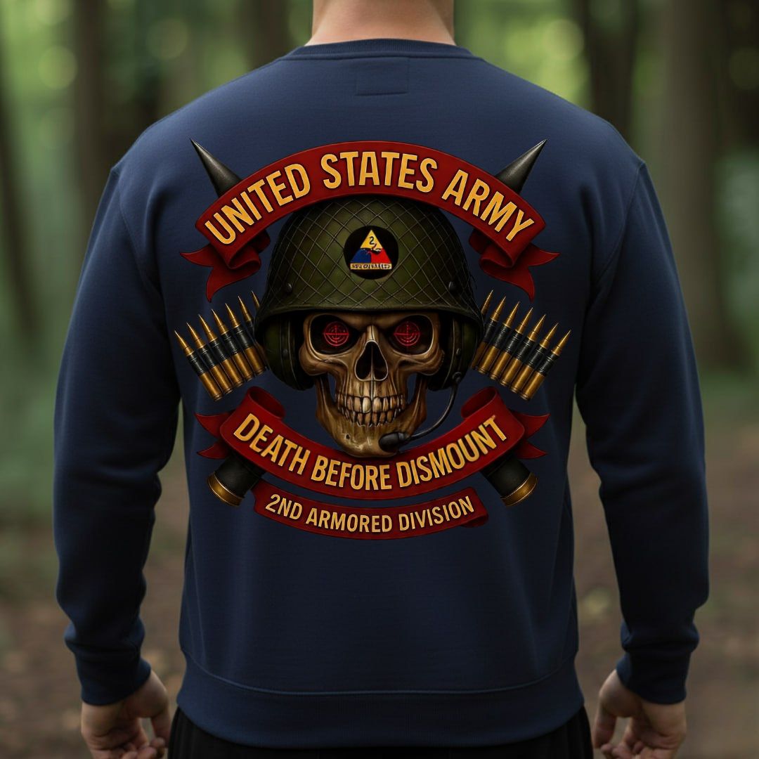 U.S. Army Veteran T-Shirt – Death Before Dismount | 2nd Armored Division Hell on Wheels