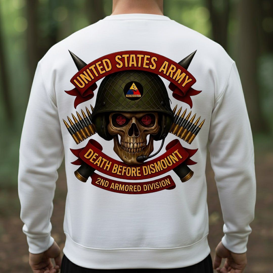U.S. Army Veteran T-Shirt – Death Before Dismount | 2nd Armored Division Hell on Wheels