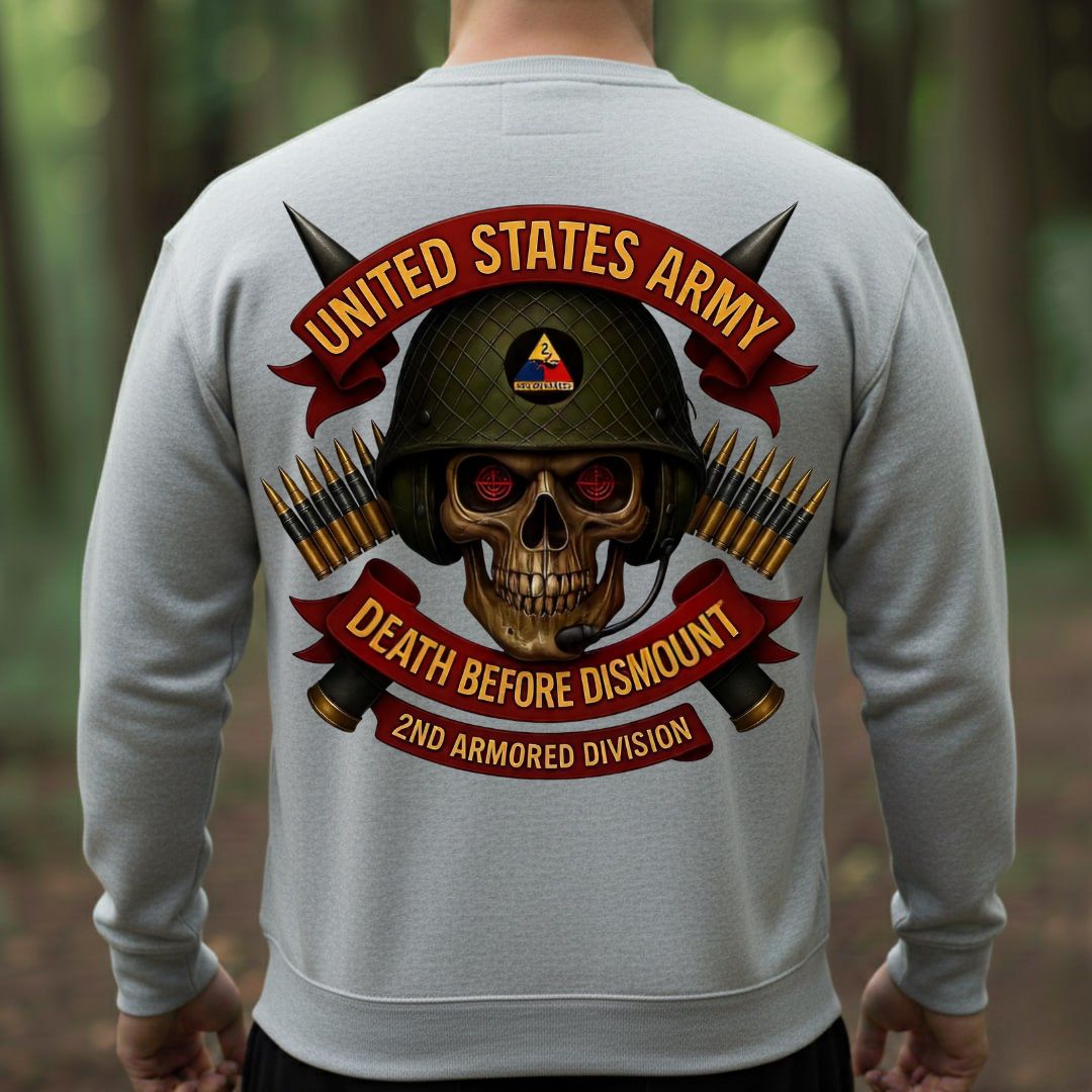 U.S. Army Veteran T-Shirt – Death Before Dismount | 2nd Armored Division Hell on Wheels