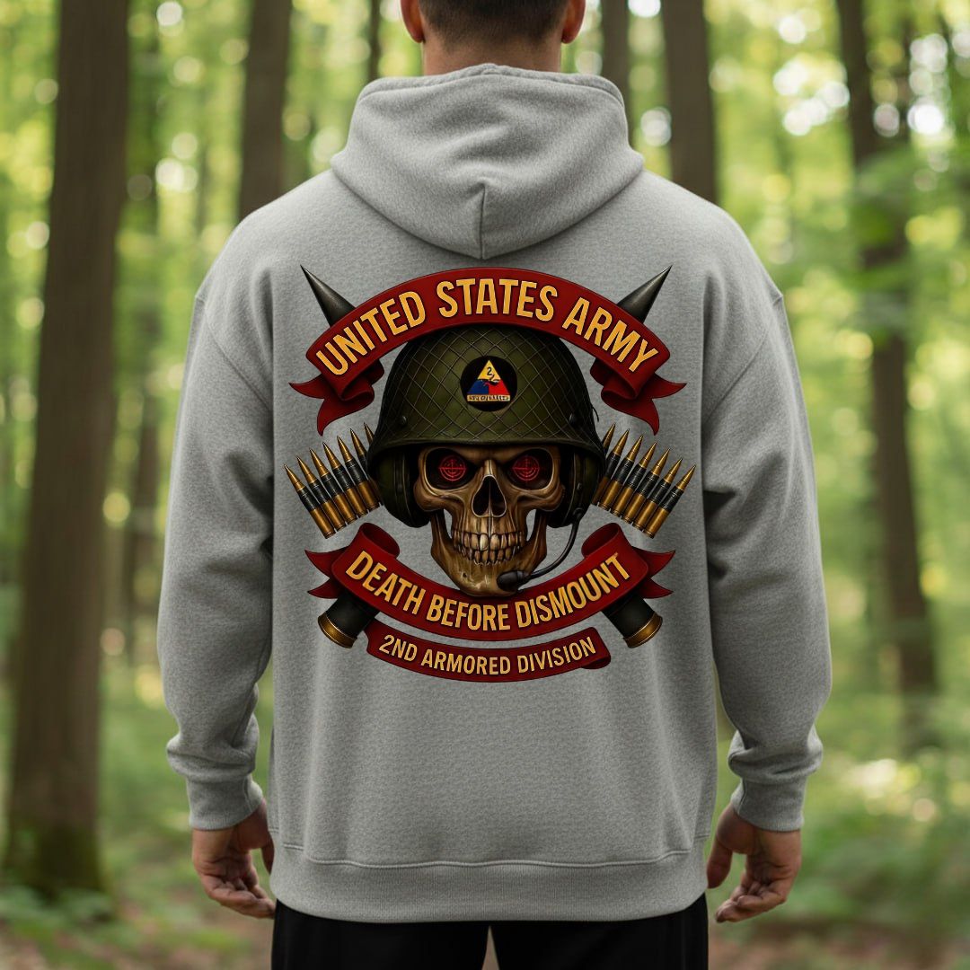 U.S. Army Veteran T-Shirt – Death Before Dismount | 2nd Armored Division Hell on Wheels