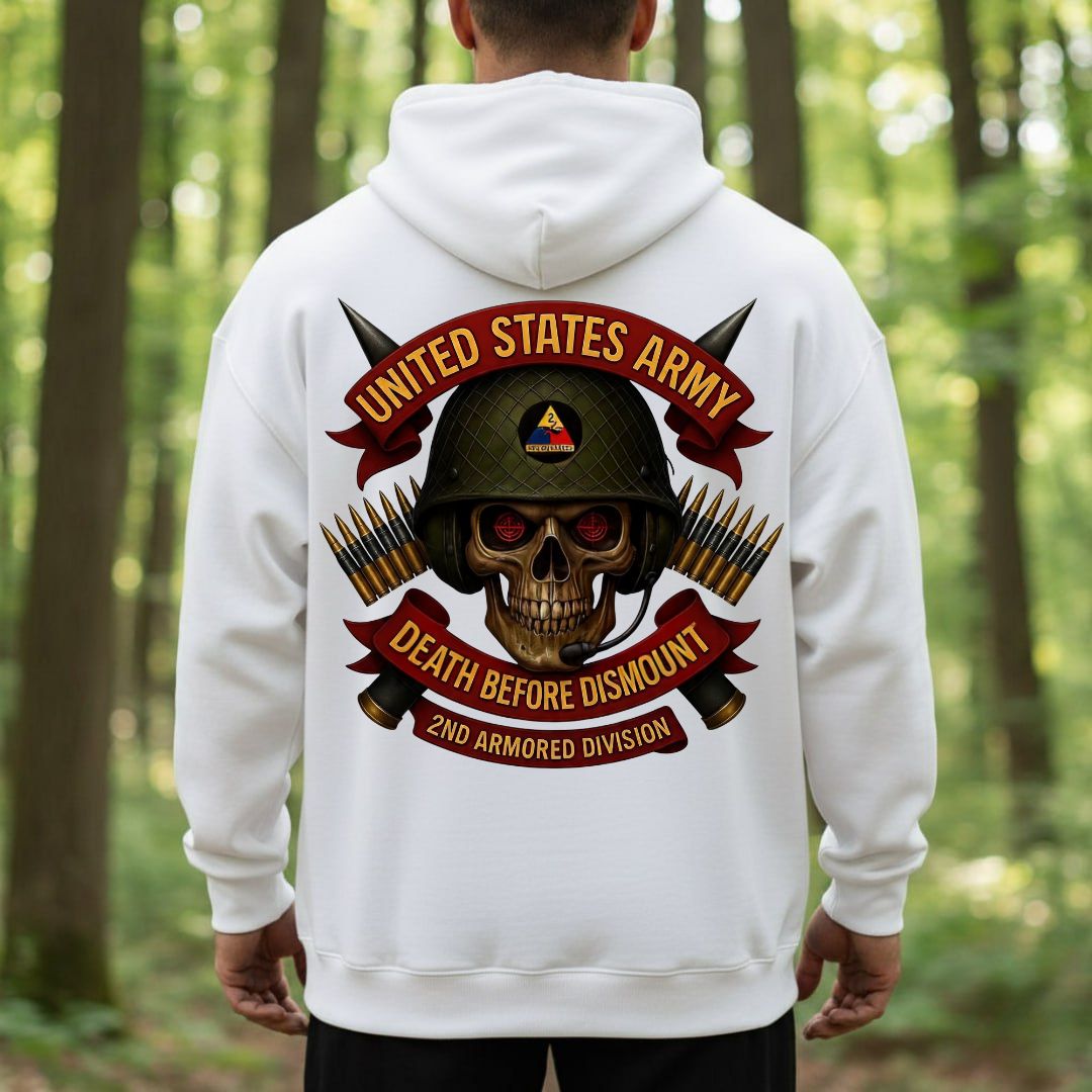 U.S. Army Veteran T-Shirt – Death Before Dismount | 2nd Armored Division Hell on Wheels