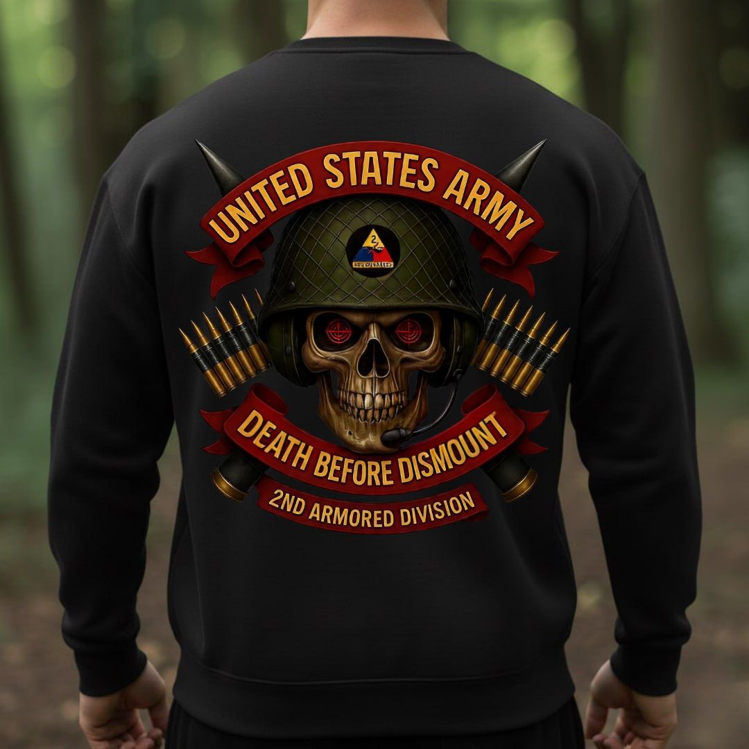 U.S. Army Veteran T-Shirt – Death Before Dismount | 2nd Armored Division Hell on Wheels