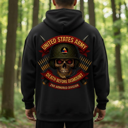 U.S. Army Veteran T-Shirt – Death Before Dismount | 2nd Armored Division Hell on Wheels