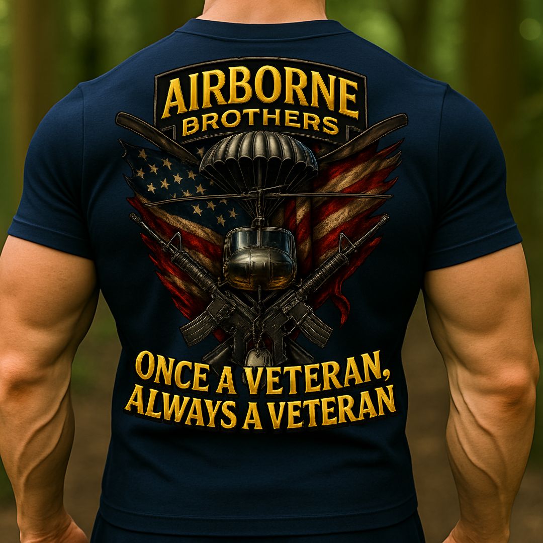 Airborne Brothers Veteran T-Shirt | Once a Veteran Always a Veteran Military Paratrooper Shirt