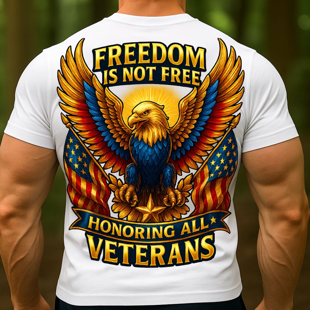 Freedom Is Not Free Veteran T-Shirt | Patriotic Eagle Honoring All Veterans Shirt