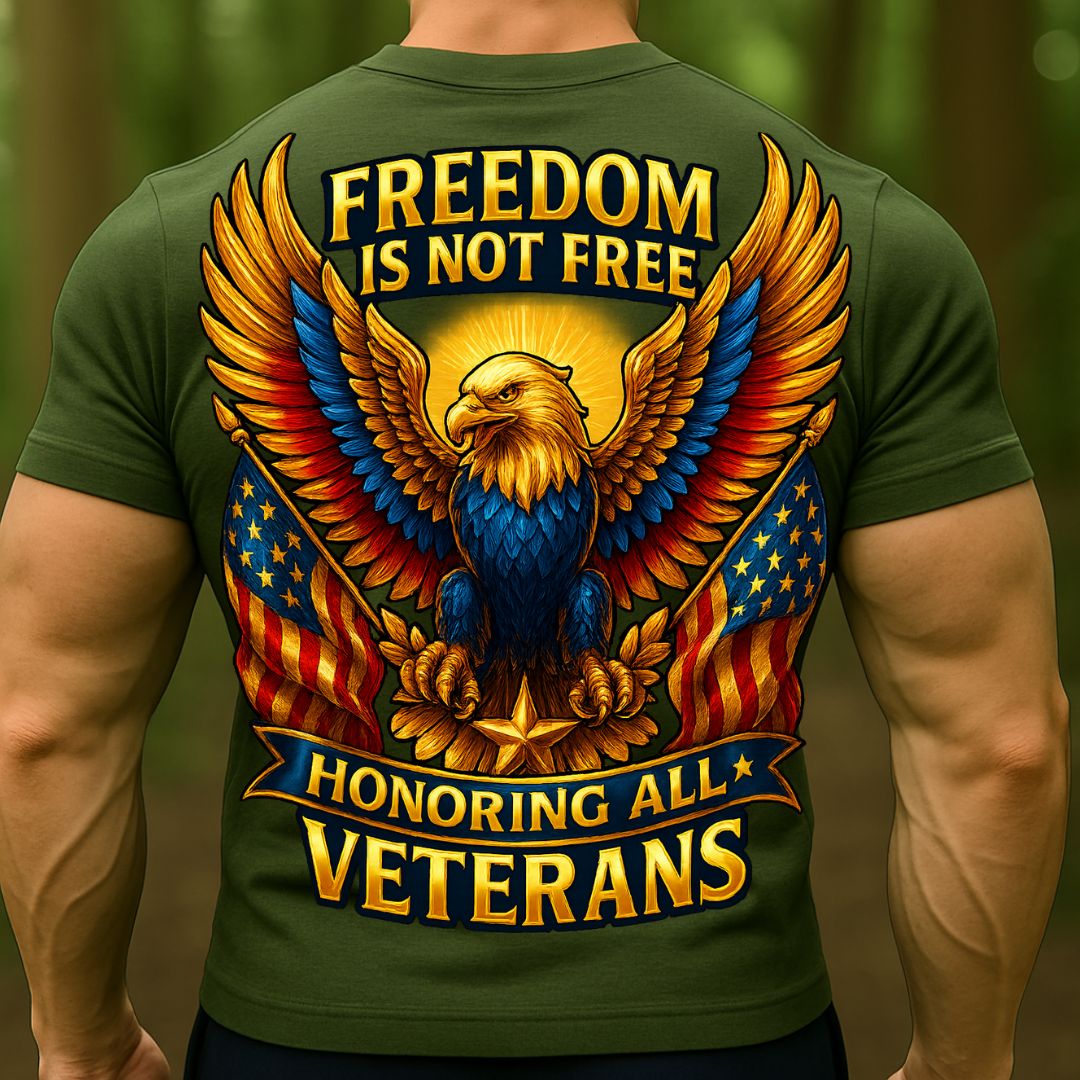 Freedom Is Not Free Veteran T-Shirt | Patriotic Eagle Honoring All Veterans Shirt