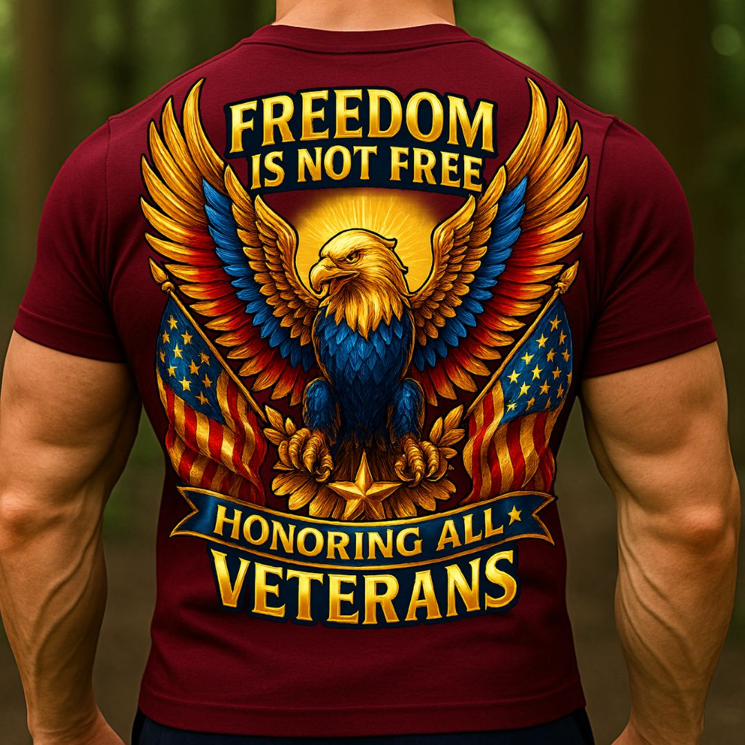 Freedom Is Not Free Veteran T-Shirt | Patriotic Eagle Honoring All Veterans Shirt