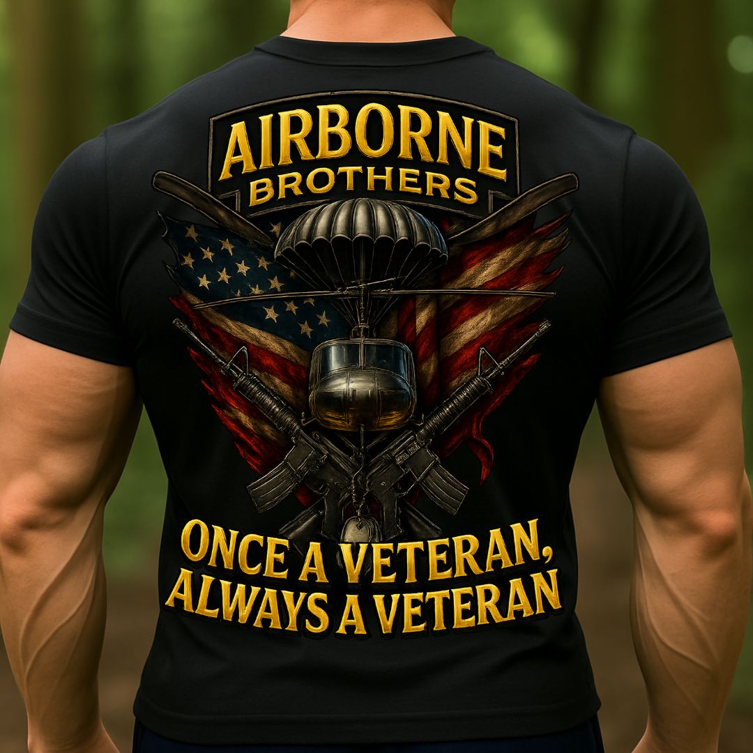 Airborne Brothers Veteran T-Shirt | Once a Veteran Always a Veteran Military Paratrooper Shirt