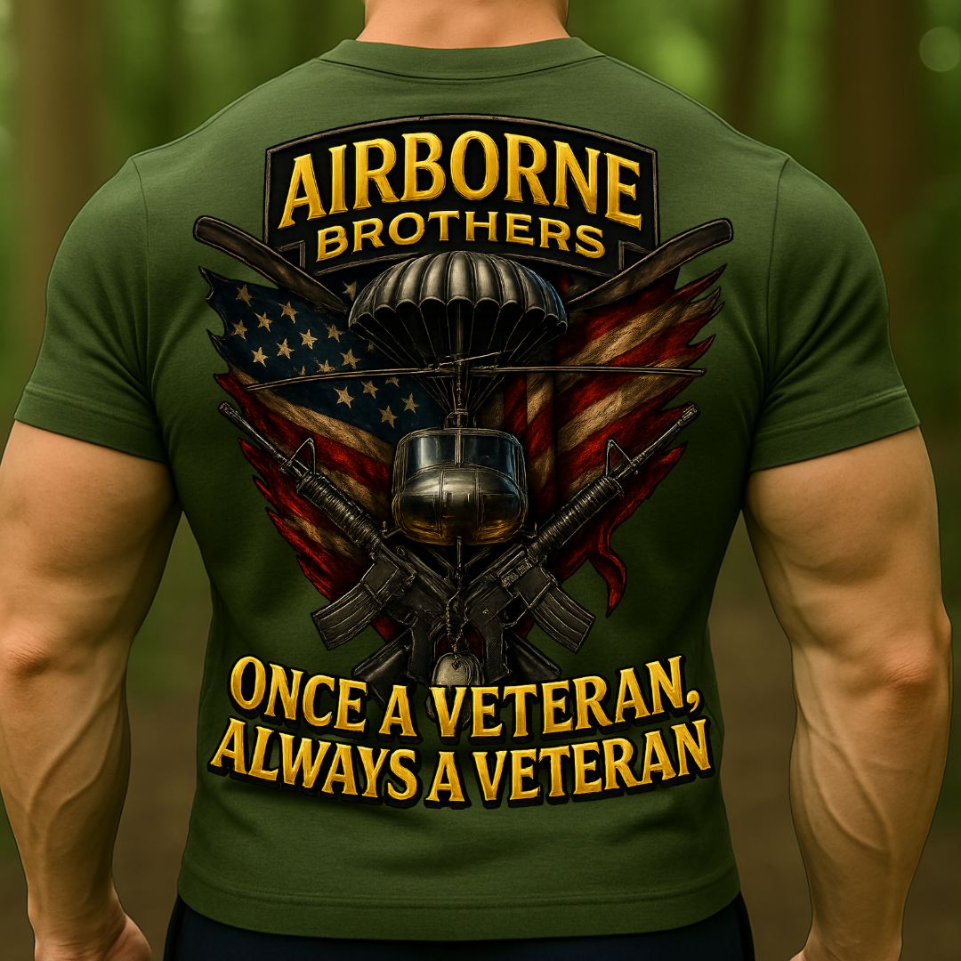 Airborne Brothers Veteran T-Shirt | Once a Veteran Always a Veteran Military Paratrooper Shirt