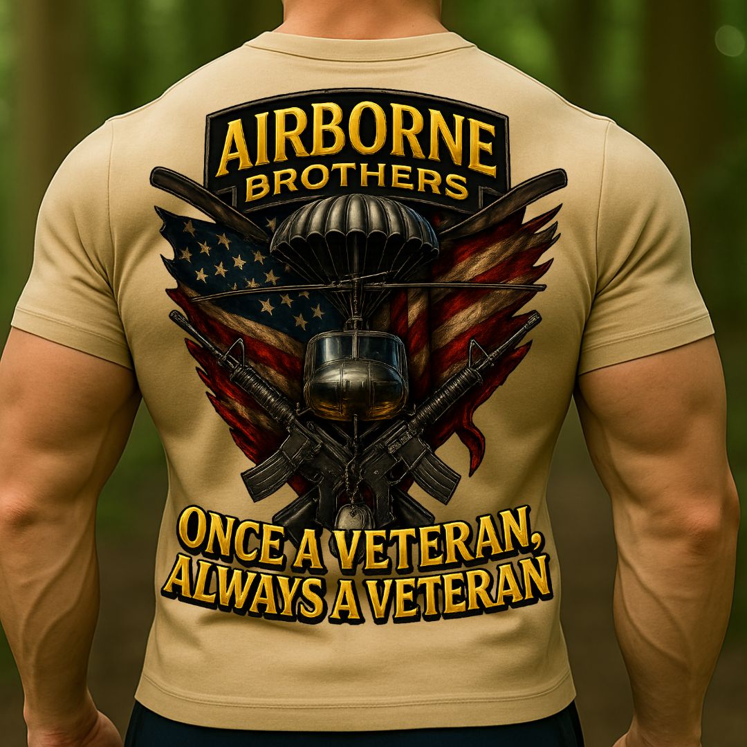 Airborne Brothers Veteran T-Shirt | Once a Veteran Always a Veteran Military Paratrooper Shirt