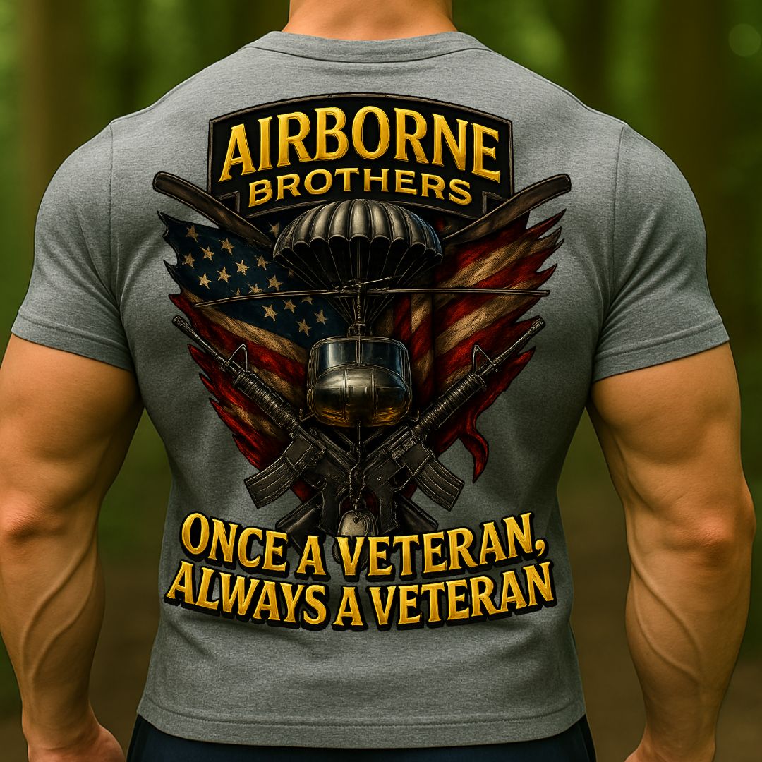 Airborne Brothers Veteran T-Shirt | Once a Veteran Always a Veteran Military Paratrooper Shirt