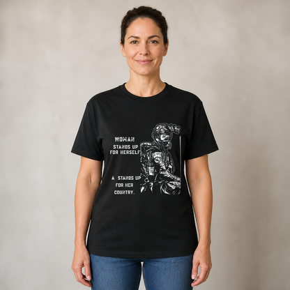 A Strong Female Veteran T-Shirt, Proud Military Woman Shirt, Patriotic Army Soldier Tee, Veterans Day Gift for Women, Made in USA
