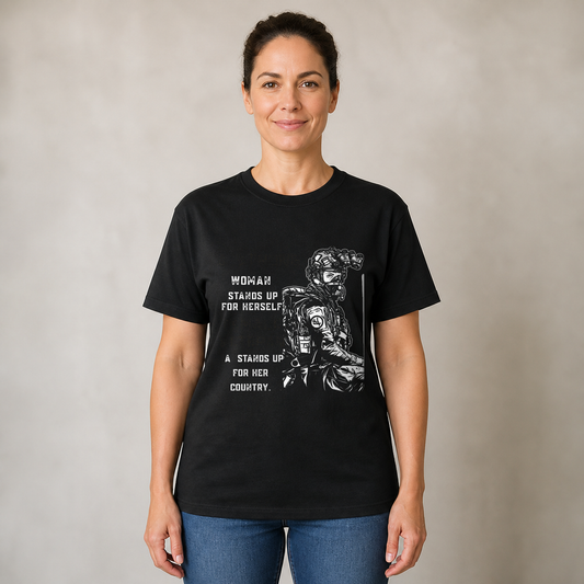 A Strong Female Veteran T-Shirt, Proud Military Woman Shirt, Patriotic Army Soldier Tee, Veterans Day Gift for Women, Made in USA