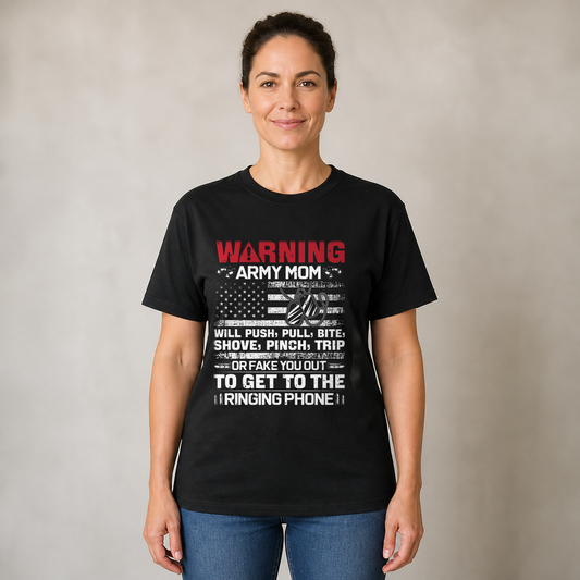 Warning Army Mom on Duty – No One Gets in the Way of the Ringing Phone!