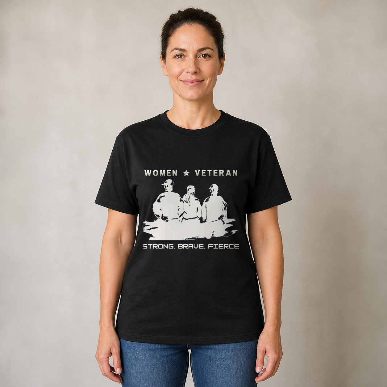 'Women Veteran - Strong - Brave - Fierce' T-Shirt, Veteran T-Shirt for Women