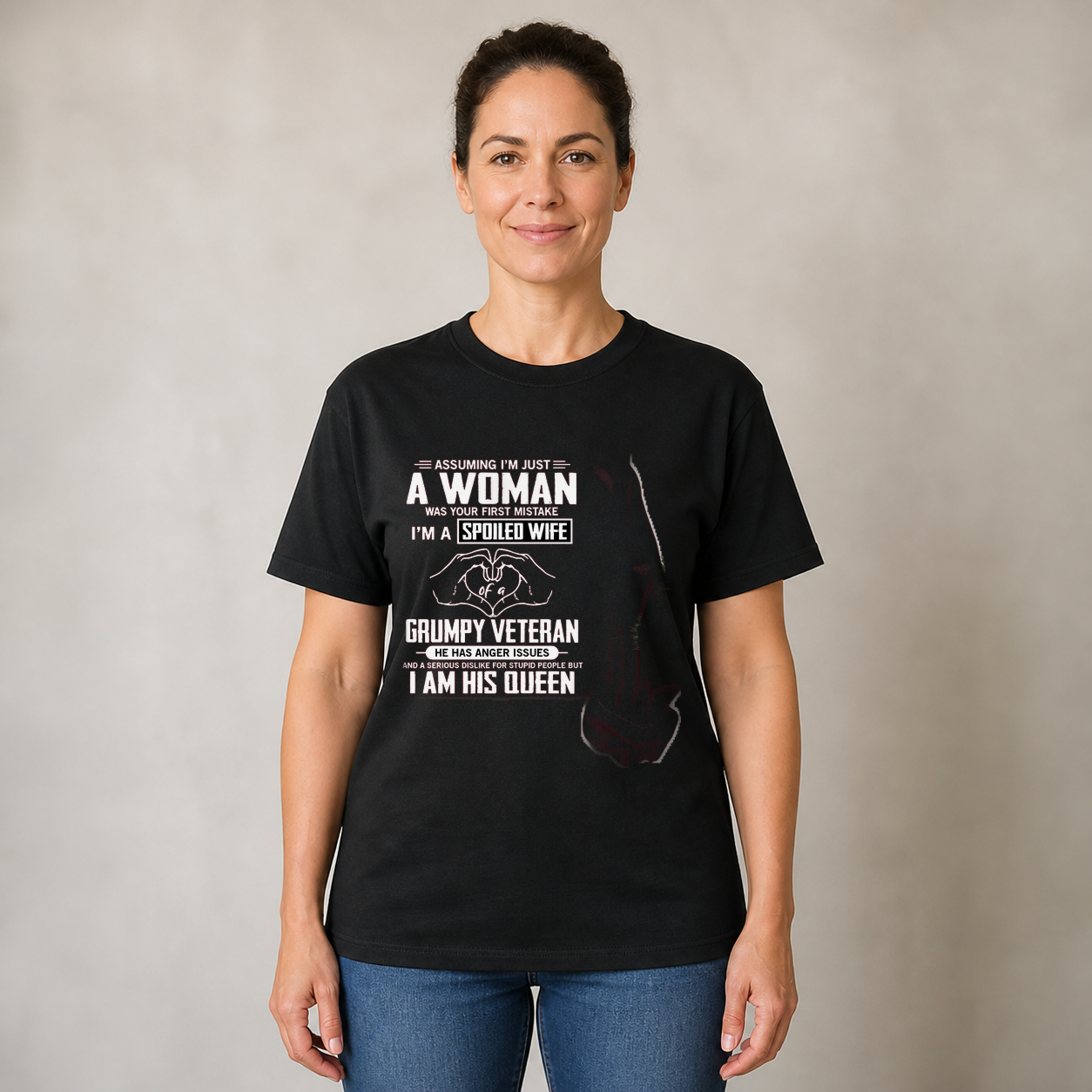 Spoiled Wife of a Grumpy Veteran Shirt – Funny Military Wife Sweatshirt – Proud Veteran Couple Gift for Her,Wife