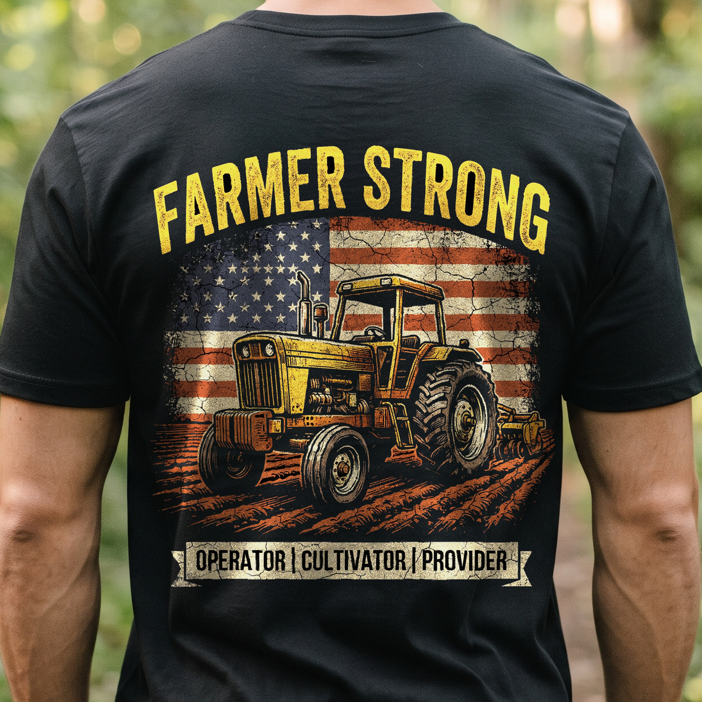 "Farmer Strong" T-Shirt – Heavy Equipment Operator Blue Collar Worker Gift