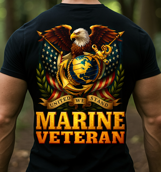 Marine Veteran T-shirt – United We Stand, a special tribute gift for Dad and Grandpa who proudly served in the Marine Corps