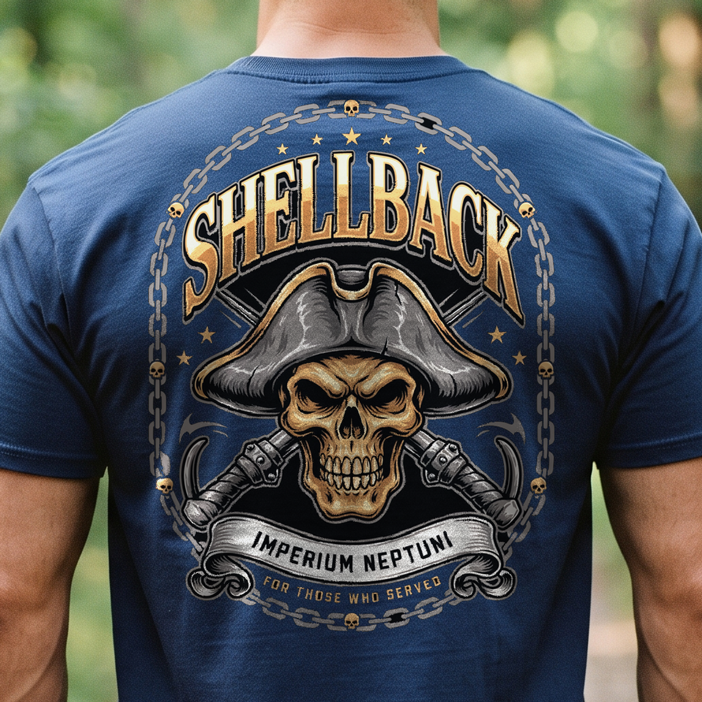 "Shellback - Imperium Neptuni" T-Shirt – Navy Tradition Skull Anchor Gift for Veterans Day