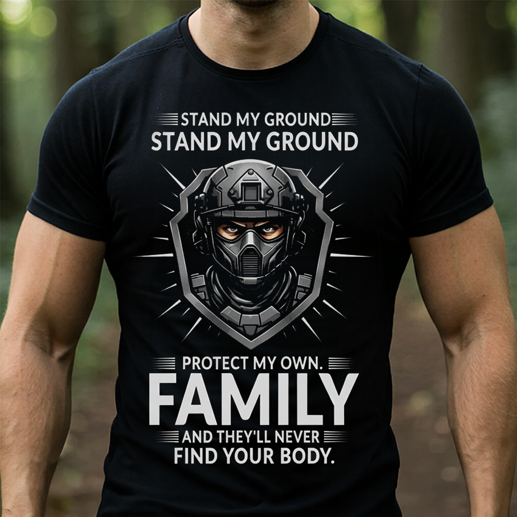 Stand My Ground, Protect My Own" Family Defense T-Shirt - The Ultimate Gift for Dad/Grandpa