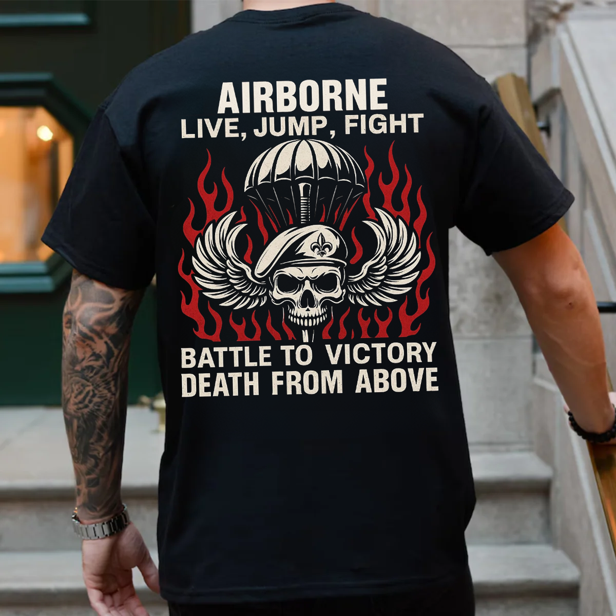 Airborne Paratrooper Skull T-Shirt, Veterans Unisex Tee, Patriotic Gift Idea