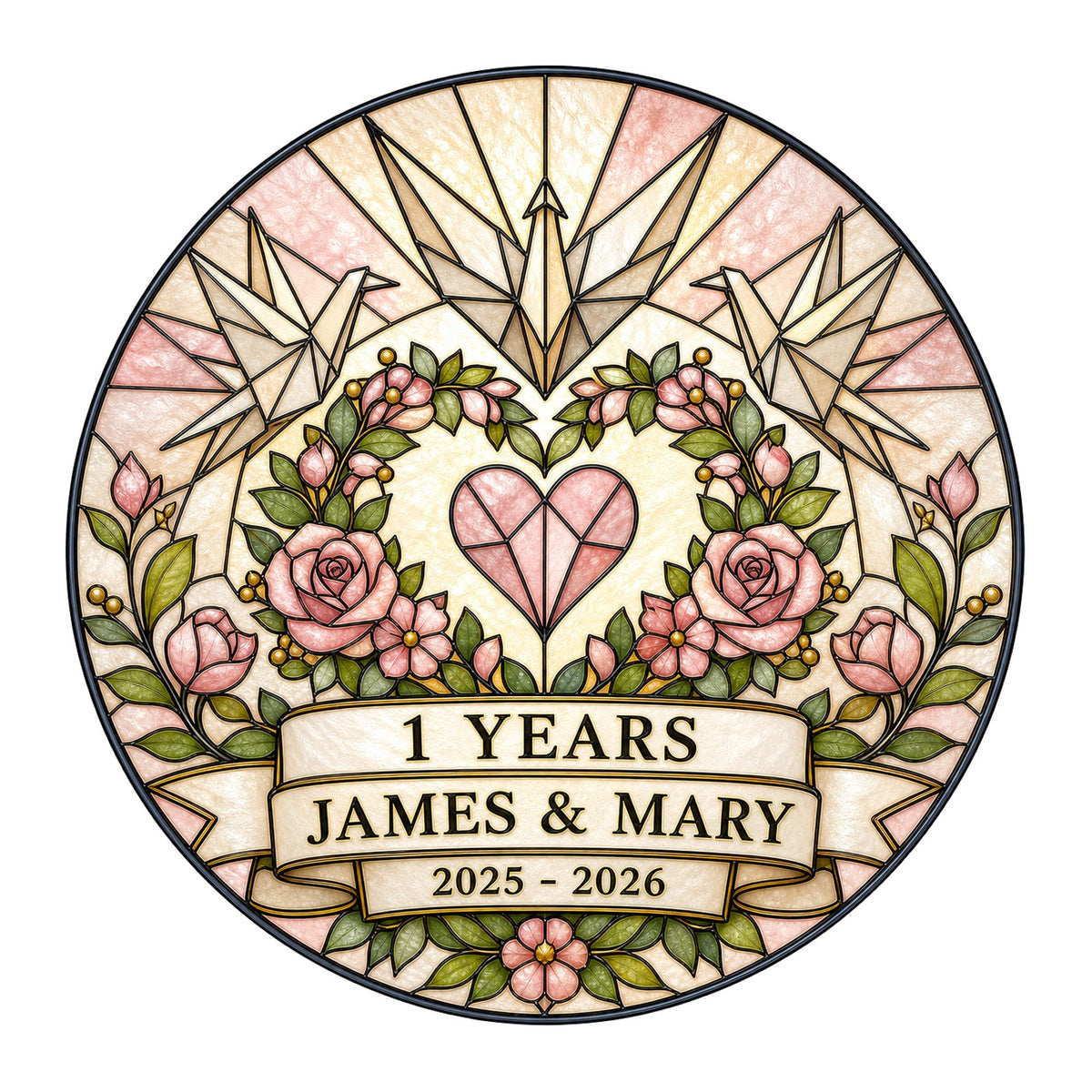 1st Anniversary Suncatcher - Personalized Gift for Couples