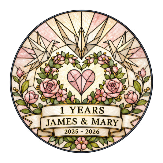 1st Anniversary Suncatcher - Personalized Gift for Couples