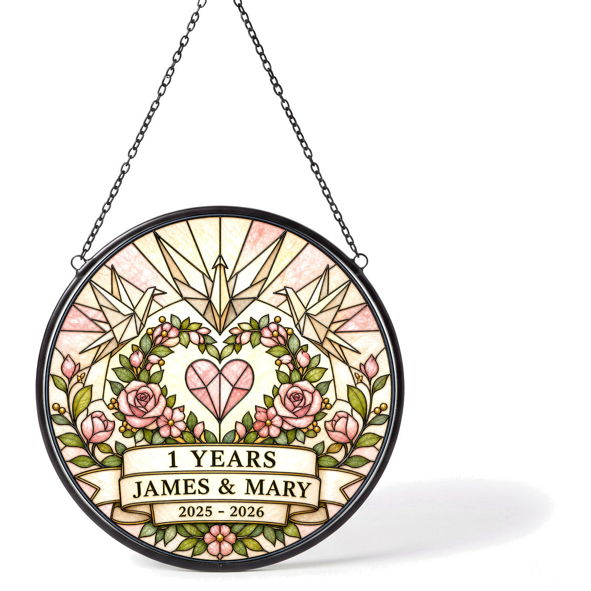 1st Anniversary Suncatcher - Personalized Gift for Couples