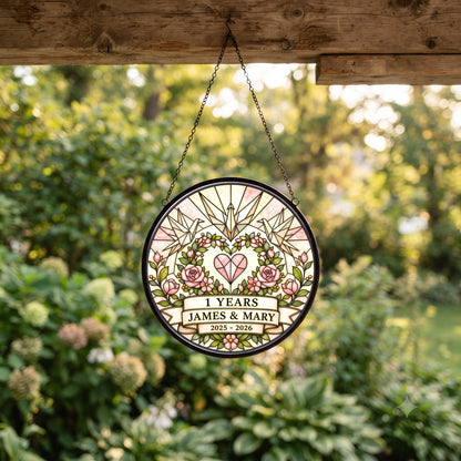 1st Anniversary Suncatcher - Personalized Gift for Couples