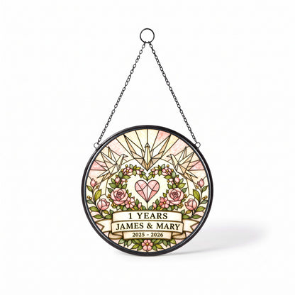 1st Anniversary Suncatcher - Personalized Gift for Couples