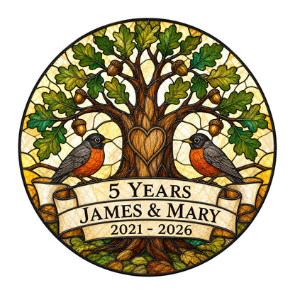 5th Anniversary Suncatcher - Personalized Gift for Couples