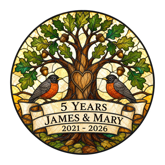 5th Anniversary Suncatcher - Personalized Gift for Couples