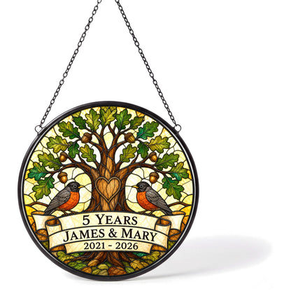 5th Anniversary Suncatcher - Personalized Gift for Couples