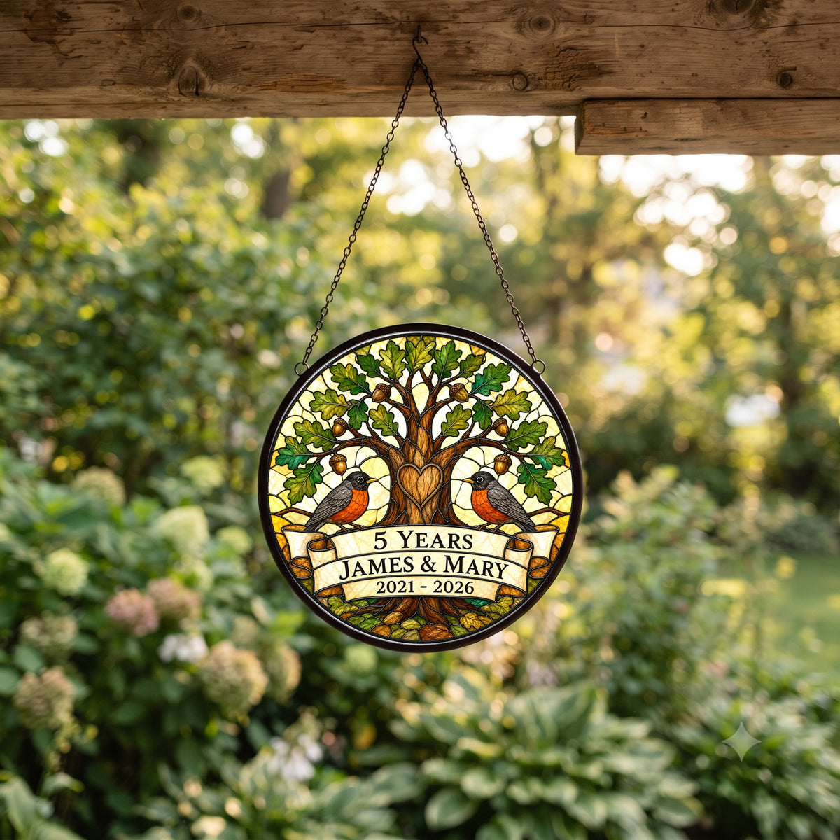 5th Anniversary Suncatcher - Personalized Gift for Couples