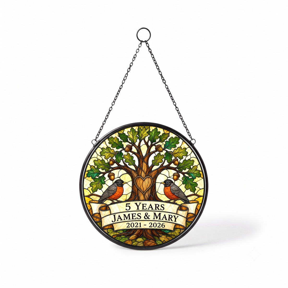 5th Anniversary Suncatcher - Personalized Gift for Couples