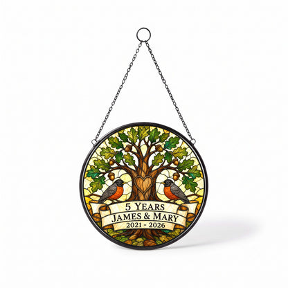 5th Anniversary Suncatcher - Personalized Gift for Couples