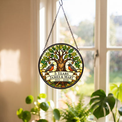 5th Anniversary Suncatcher - Personalized Gift for Couples