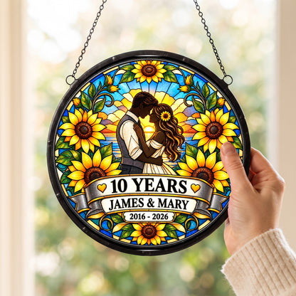 10th Anniversary Suncatcher - Personalized Gift for Couples