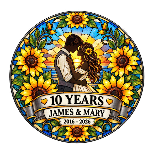 10th Anniversary Suncatcher - Personalized Gift for Couples