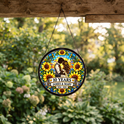 10th Anniversary Suncatcher - Personalized Gift for Couples