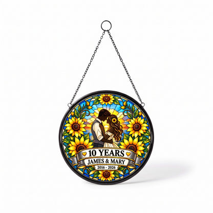 10th Anniversary Suncatcher - Personalized Gift for Couples