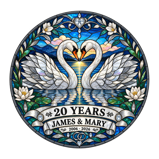 20th Anniversary Suncatcher - Personalized Gift for Couples
