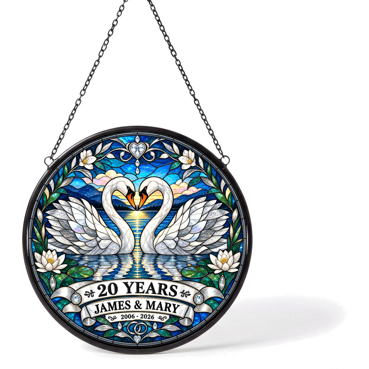 20th Anniversary Suncatcher - Personalized Gift for Couples