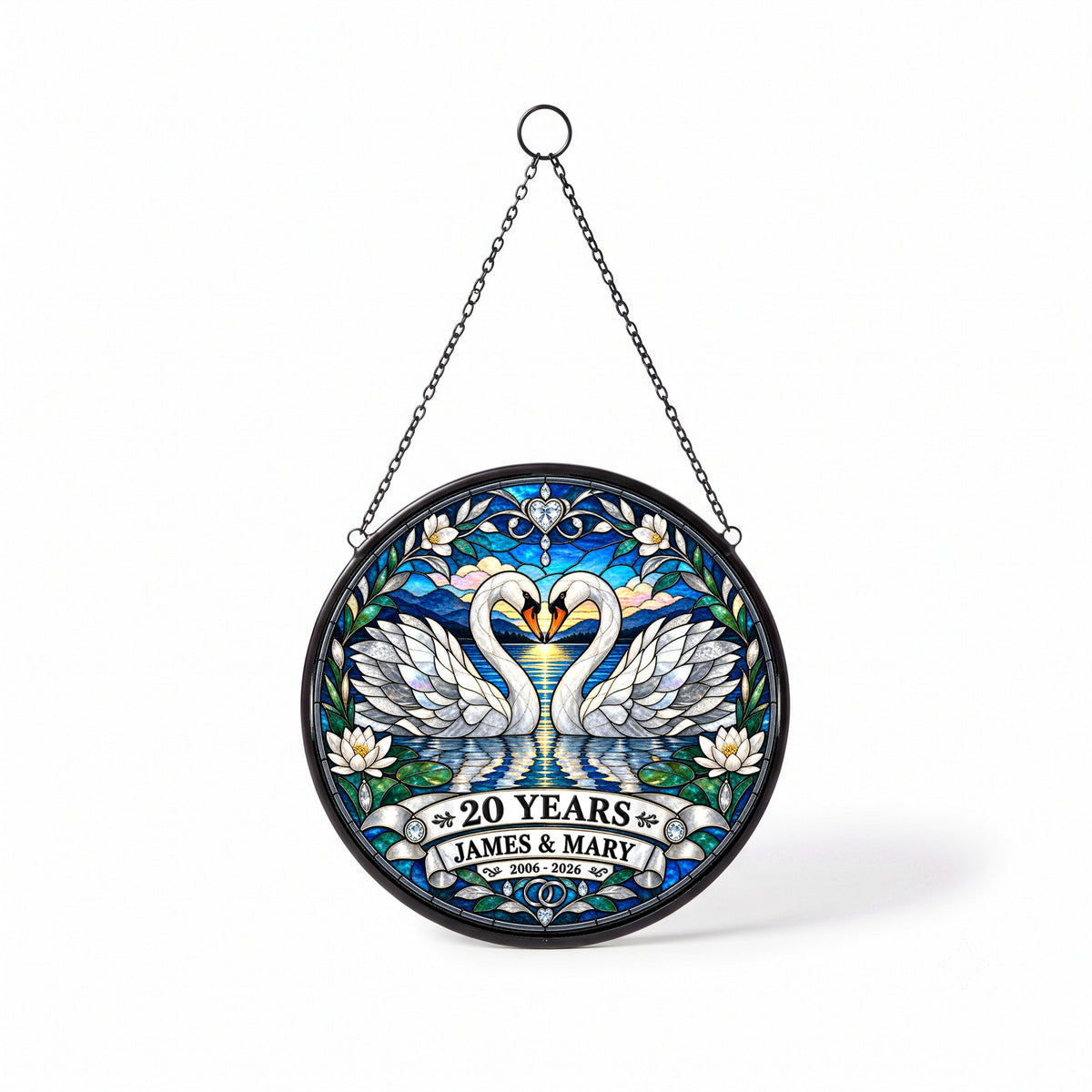 20th Anniversary Suncatcher - Personalized Gift for Couples