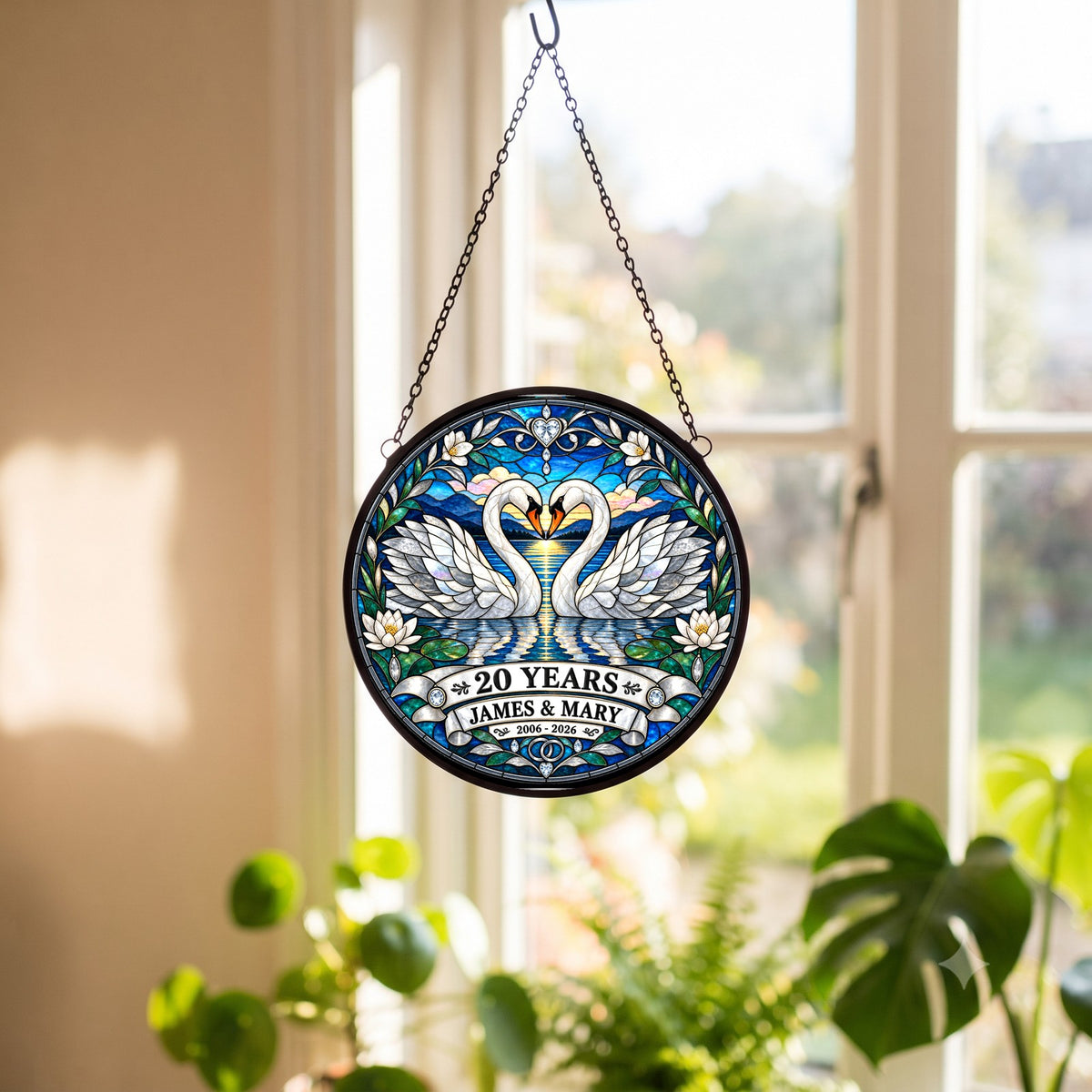 20th Anniversary Suncatcher - Personalized Gift for Couples