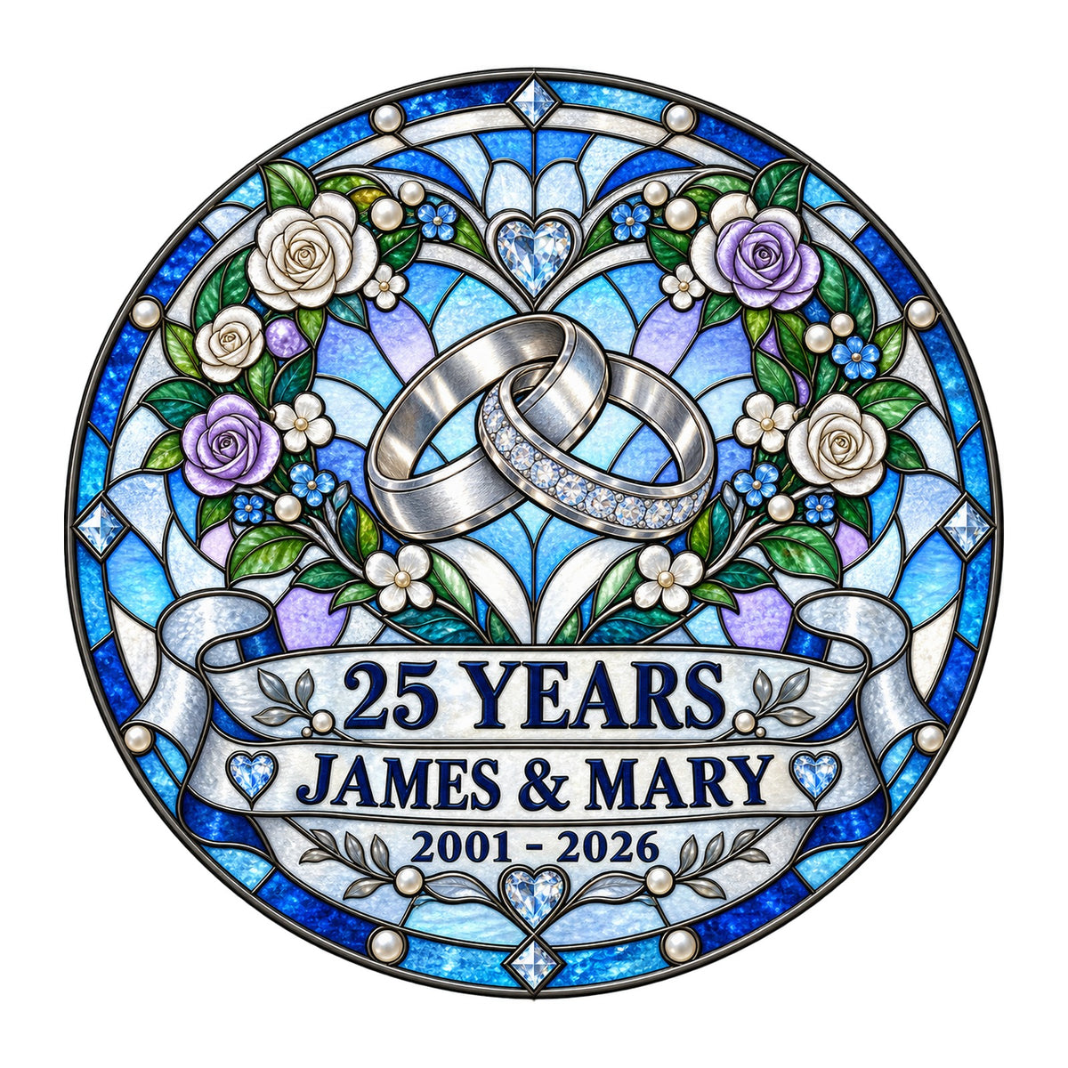25th Anniversary Suncatcher - Personalized Gift for Couples