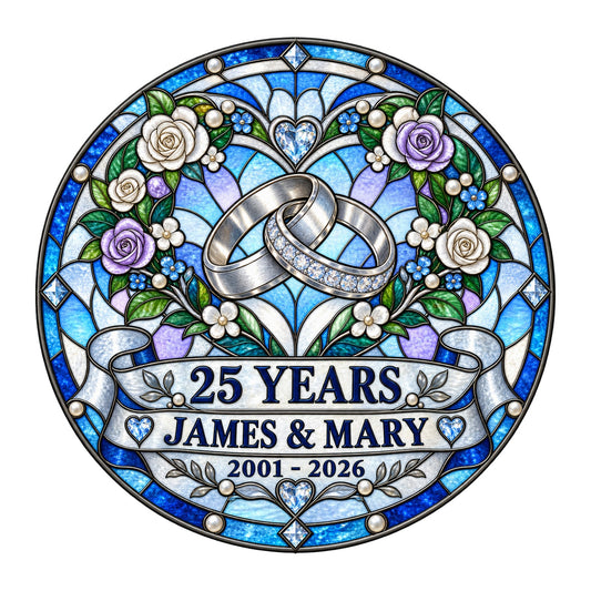 25th Anniversary Suncatcher - Personalized Gift for Couples